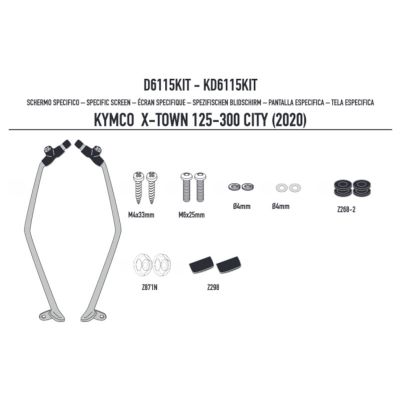 GIVI 6115DT Parabrezza trasparente con attacchi per KYMCO X-TOWN 125-300 CITY 2020 / 2025