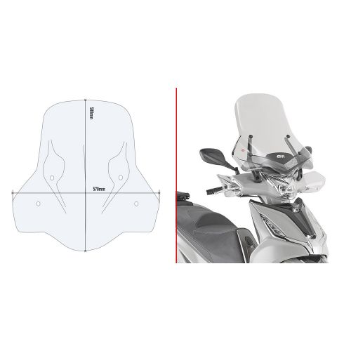 GIVI 6114DT Parabrezza trasparente da montare su attacchi originali per KYMCO AGILITY 300 R16 2019 / 2023