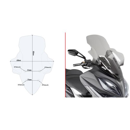 GIVI D6104ST Parabrezza trasparente per KYMCO XCITING 400i 2013 / 2017