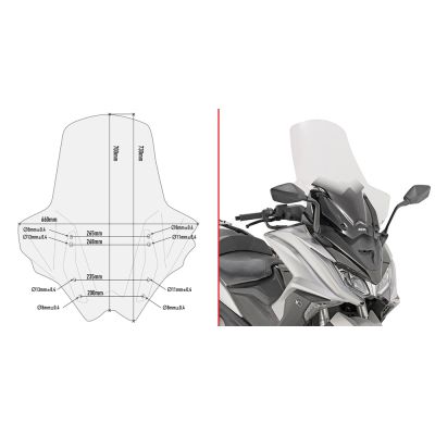 GIVI D6110ST Parabrezza trasparente con paramani per KYMCO AK 550 2017 / 2025