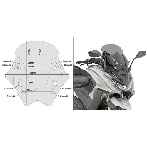 GIVI D6110S Parabrezza fumè basso sportivo per KYMCO AK 550 2017 / 2025
