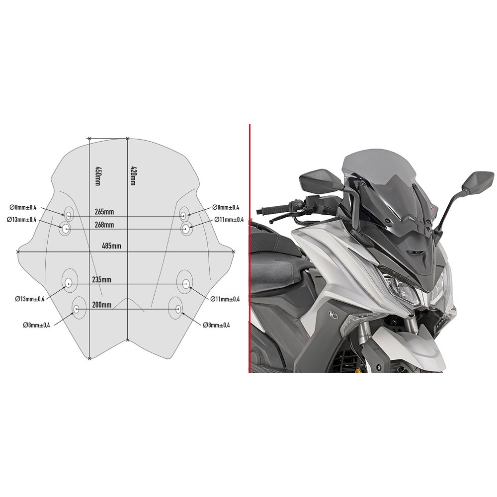 GIVI D6110S Parabrezza fumè basso sportivo per KYMCO AK 550 2017 / 2025