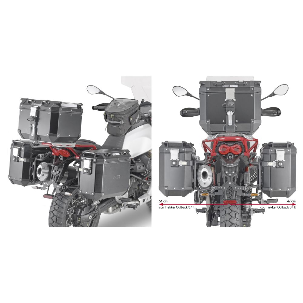 GIVI PLOR8203CAM Portavaligie laterale rimozione rapida per valigie MONOKEY Trekker Outback - Canyon per GUZZI V85 TT 2019/23