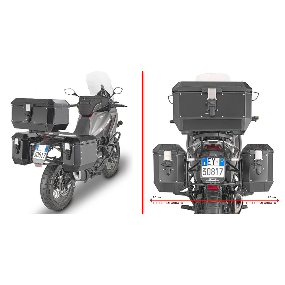 GIVI PLO9350MK Portavaligie laterale specifico PL ONE-FIT per valigie MONOKEY per MORINI X-CAPE 650 2021 / 2024
