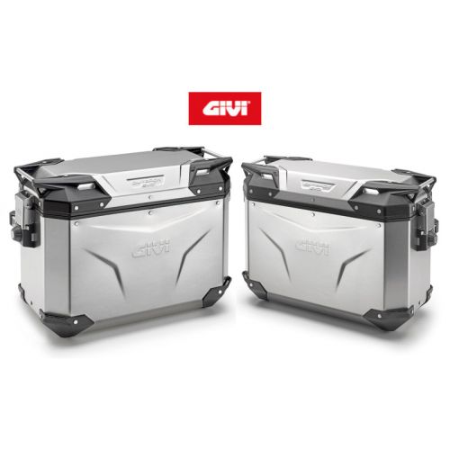GIVI Trekker Outback Evo 48/37 coppia valigie laterali in alluminio naturale sinistra 48 litri destra 37 litri