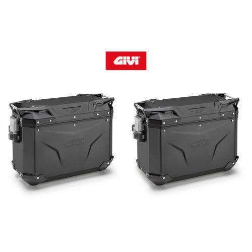 GIVI Trekker Outback Evo 48/37 coppia valigie laterali in alluminio nero sinistra 48 litri destra 37 litri