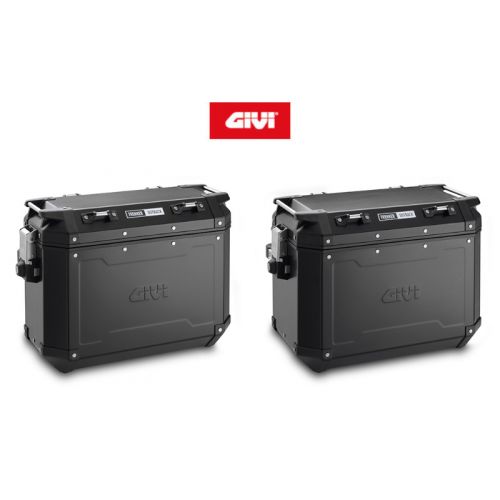GIVI Trekker Outback 48/37 coppia valigie laterali in alluminio nero sinistra 48 litri destra 37 litri