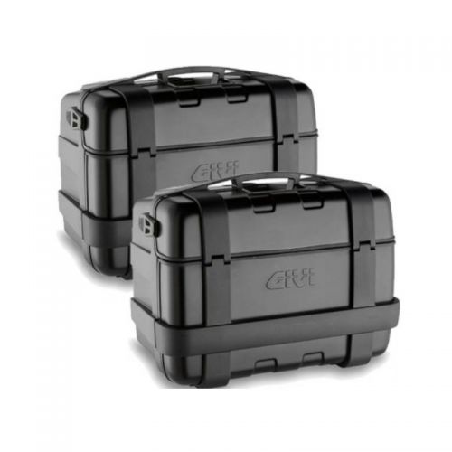 GIVI TRK46B Coppia Valigie laterali nere 46 litri TREKKER BLACK LINE MONOKEY con finitura in alluminio nero
