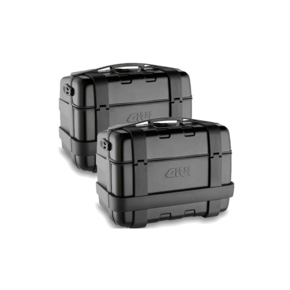 GIVI TRK46B Coppia Valigie laterali nere 46 litri TREKKER BLACK LINE MONOKEY con finitura in alluminio nero
