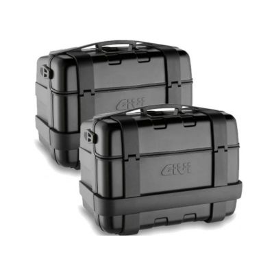 GIVI TRK46B Coppia Valigie laterali nere 46 litri TREKKER BLACK LINE MONOKEY con finitura in alluminio nero