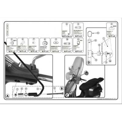 Parabrezza GIVI 104A con Attacchi A104A per Piaggio Vespa 2003 - 2022