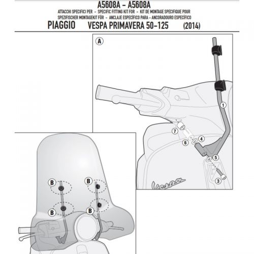 Parabrezza GIVI 5608A con Attacchi A5608A per Piaggio Vespa Primavera 2014 - 2026