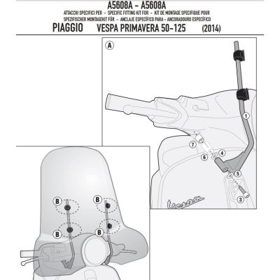 Parabrezza GIVI 5608A con Attacchi A5608A per Piaggio Vespa Primavera 2014 - 2026