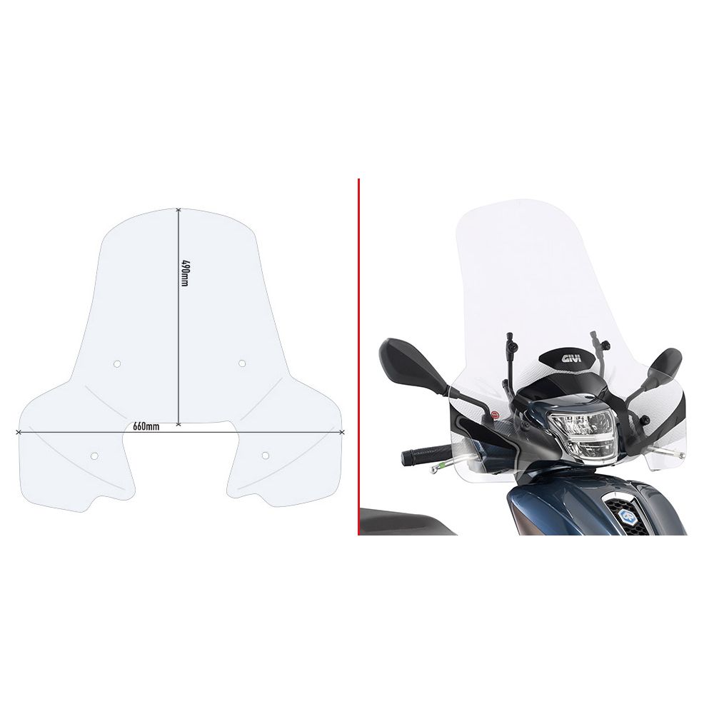 Parabrezza GIVI 7057A con Attacchi A5615A per Piaggio Medley 2020 - 2026