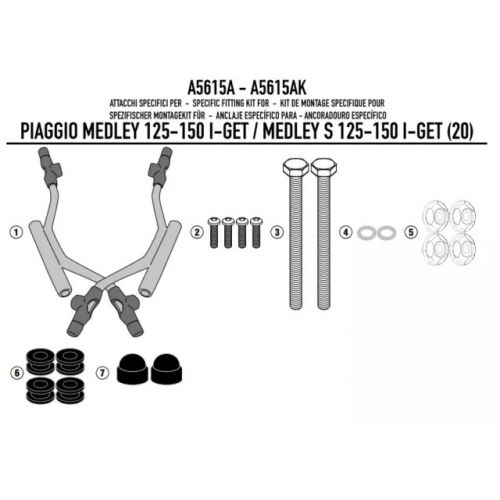 Parabrezza GIVI 7057A con Attacchi A5615A per Piaggio Medley 2020 - 2026
