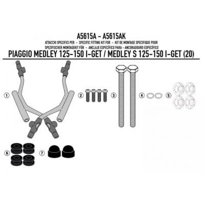 Parabrezza GIVI 7057A con Attacchi A5615A per Piaggio Medley 2020 - 2026