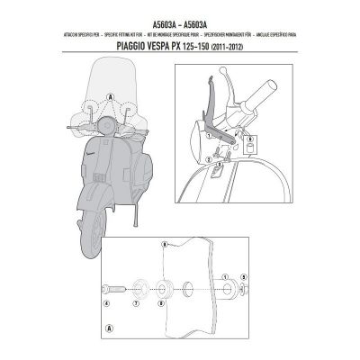 Parabrezza GIVI 642A con Attacchi A5603A per Piaggio Vespa PX 2011 - 2017