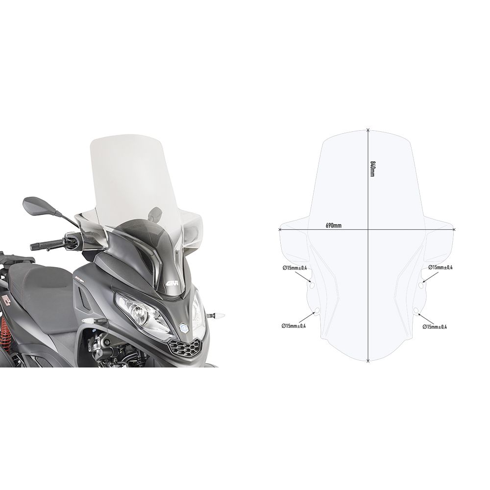 Parabrezza GIVI D5614ST per Piaggio MP3 300 HPE 2019 - 2024