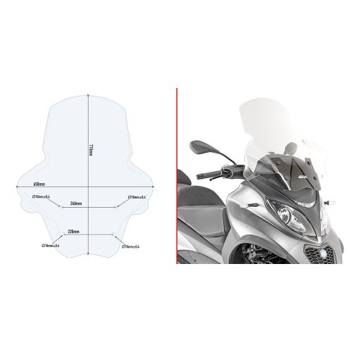 Parabrezza GIVI D5613ST per Piaggio MP3 350 400 500 Sport Business