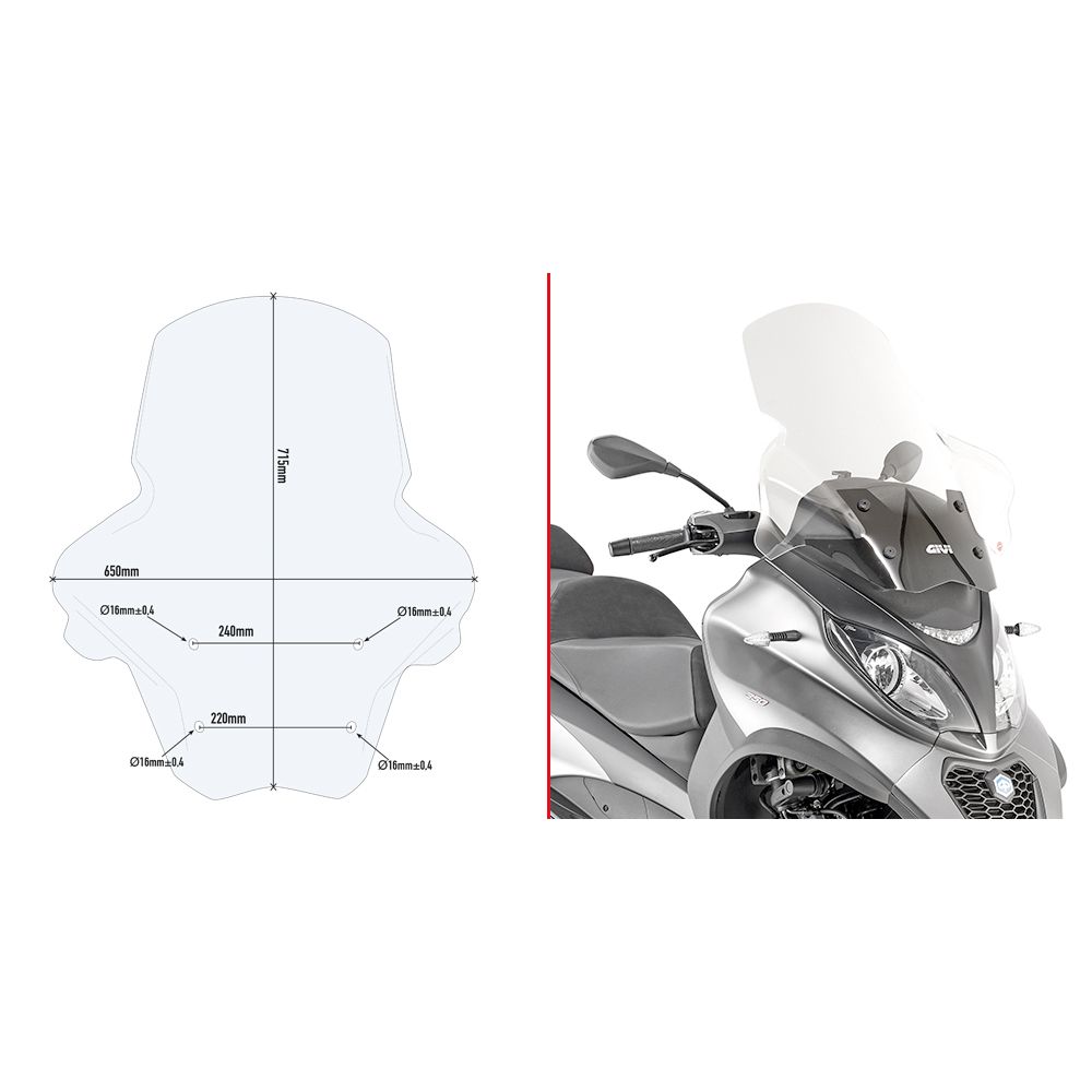 Parabrezza GIVI D5613ST per Piaggio MP3 350 400 500 Sport Business