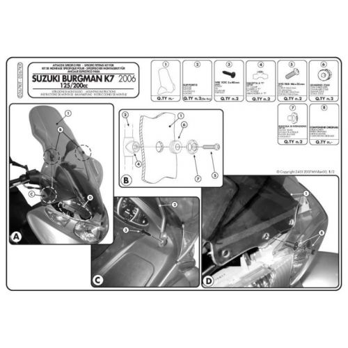Kit Parabrezza GIVI 3106DT e Attacchi D267KIT per Suzuki Burgman 125 200