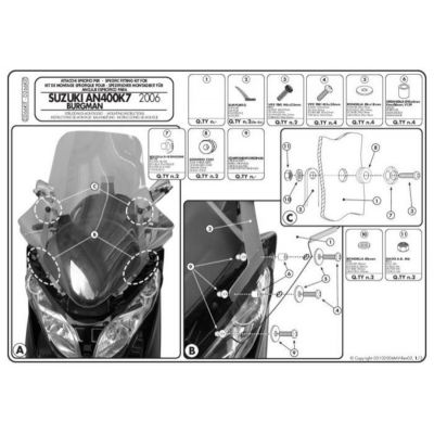 Kit Parabrezza GIVI 266DT Trasparente e Attacchi D266KIT per Burgman 400