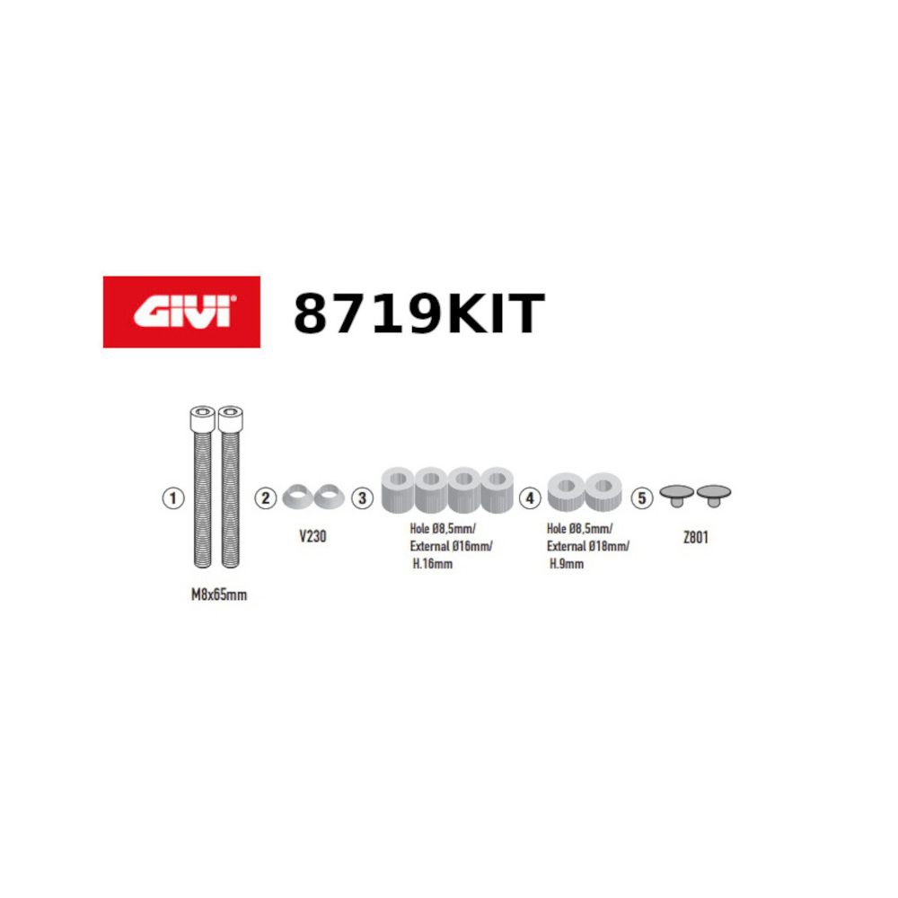 Kit GIVI 8719KIT per Telaietti PL8717 e PLOS8717CAM con SR8719