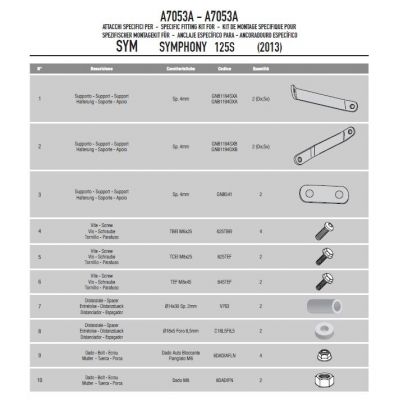 Parabrezza GIVI 7053A con Attacchi A7053A per Sym Symphony S 50-125-150