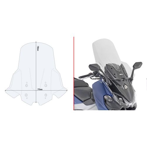 Parabrezza GIVI D7060ST Trasparente Alto per SYM Maxsym TL 500 - TL 508
