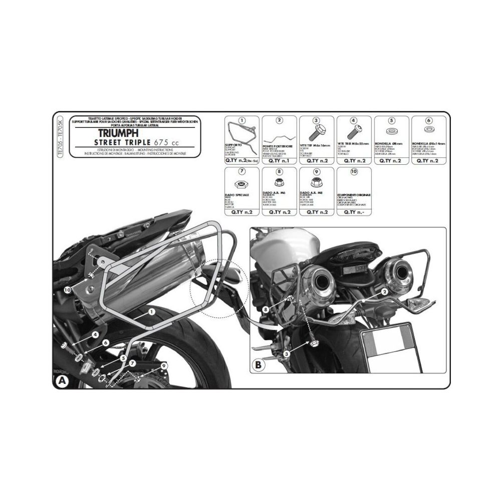 Telaietti Laterali GIVI TE705 Easylock per Triumph Street Triple 675