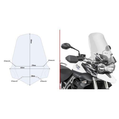Cupolino GIVI 6401DT Trasparente con Attacchi D6401KIT per Tiger 800