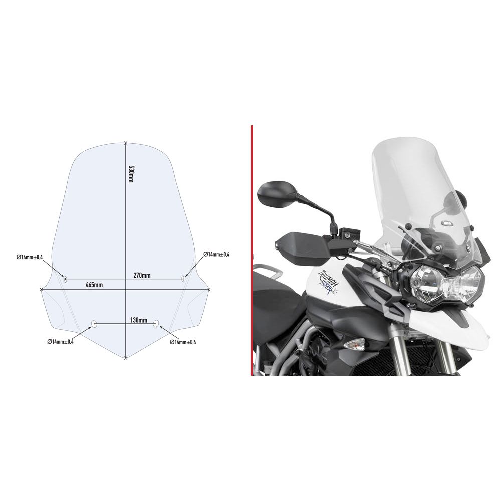 Cupolino GIVI 6401DT Trasparente con Attacchi D6401KIT per Tiger 800