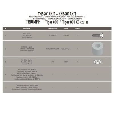 GIVI TN6401AKIT Kit specifico per montare il paramotore TN6409 su TRIUMPH Tiger 800 / XC / XR 2011 / 2017