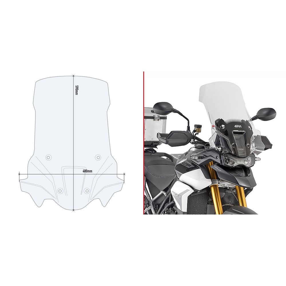 Parabrezza GIVI D6418ST Trasparente per Triumph Tiger 900 Rally 20-23