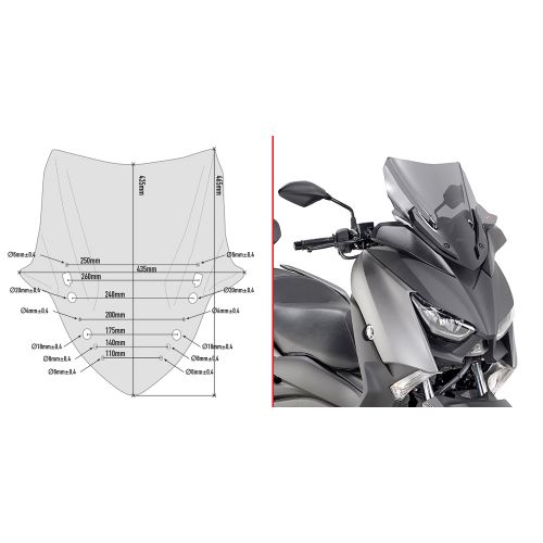 Cupolino GIVI D2136S Basso Sportivo Fumé per Yamaha X-MAX 125-300-400