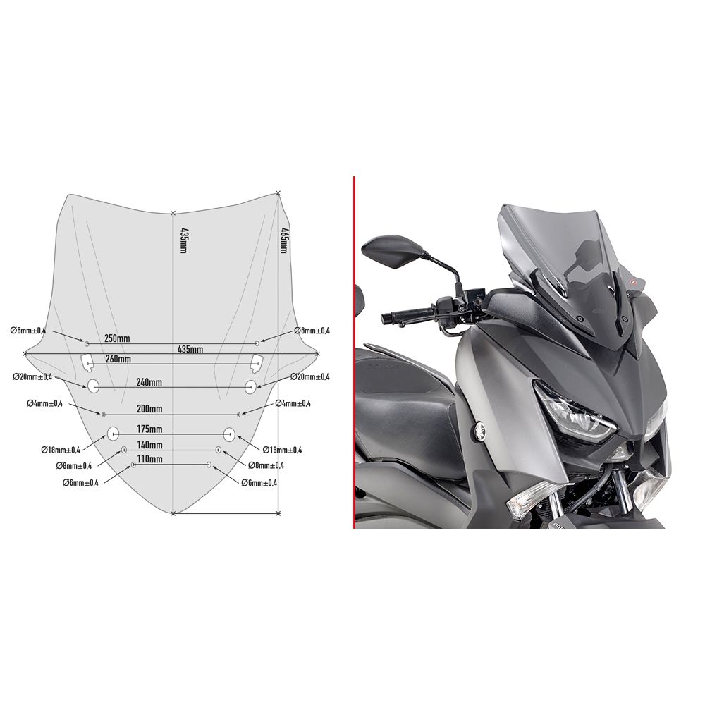 Cupolino GIVI D2136S Basso Sportivo Fumé per Yamaha X-MAX 125-300-400