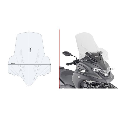 Parabrezza GIVI D2149ST Trasparente Alto per Yamaha Tricity 300