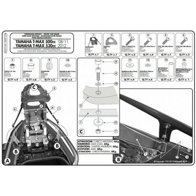 Attacco GIVI SR2013M Piastra Monolock per Yamaha T-Max 500 e 530