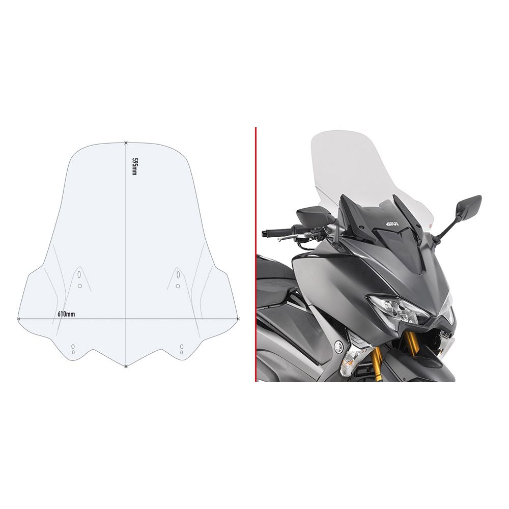 Parabrezza GIVI D2133ST Trasparente Alto per Yamaha TMAX 530 - 560