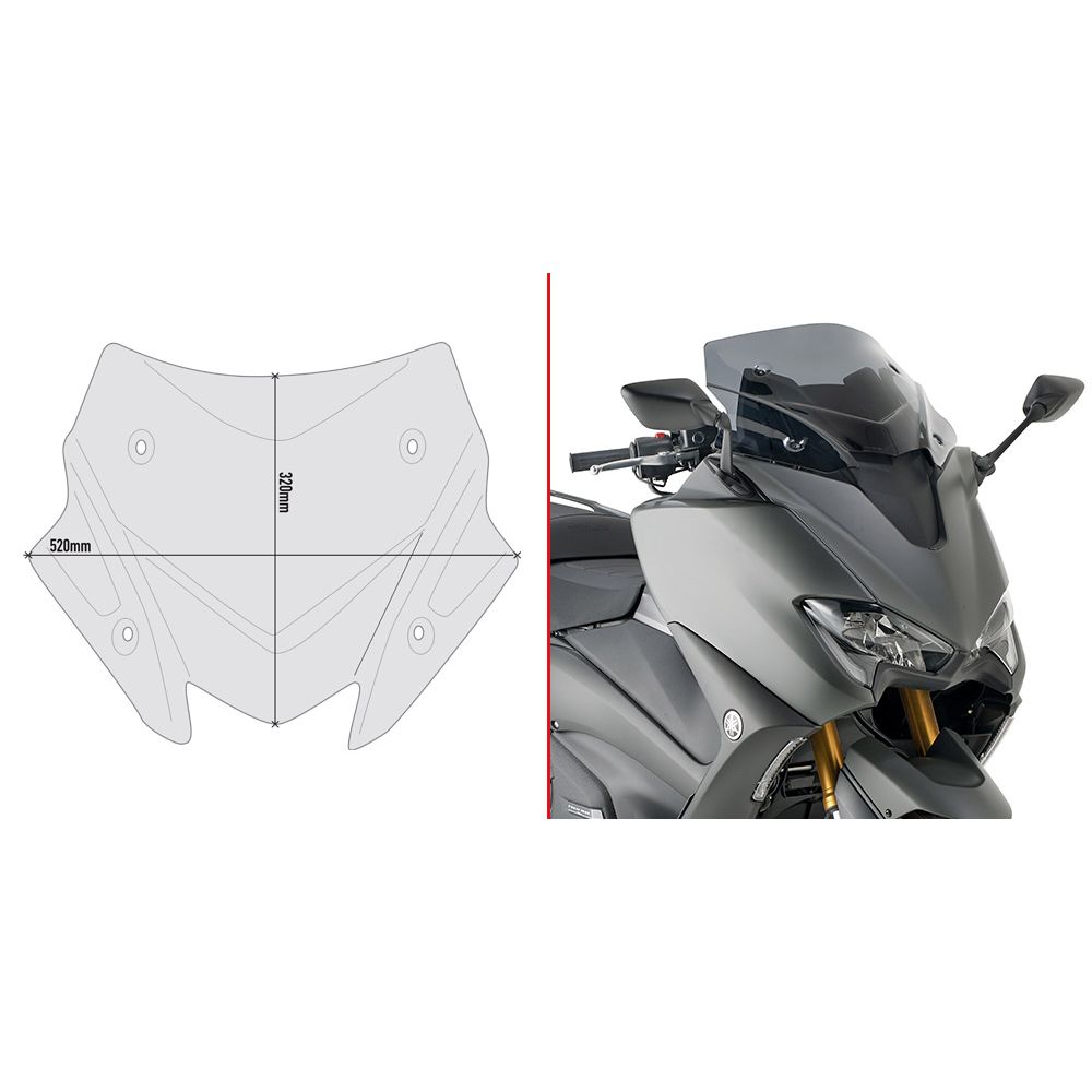 Cupolino GIVI D2147B Basso Sportivo Fumé per Yamaha TMAX 560