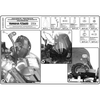 Cupolino GIVI 140D Fumé con Attacchi Specifici D140KIT per Yamaha FZ6