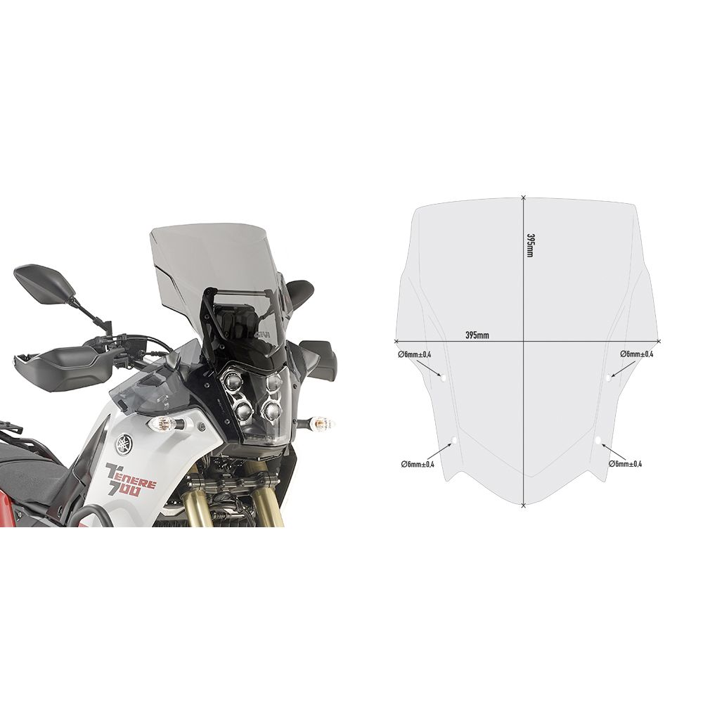 Cupolino GIVI D2145S Basso Sportivo Fumé per Yamaha Ténéré 700