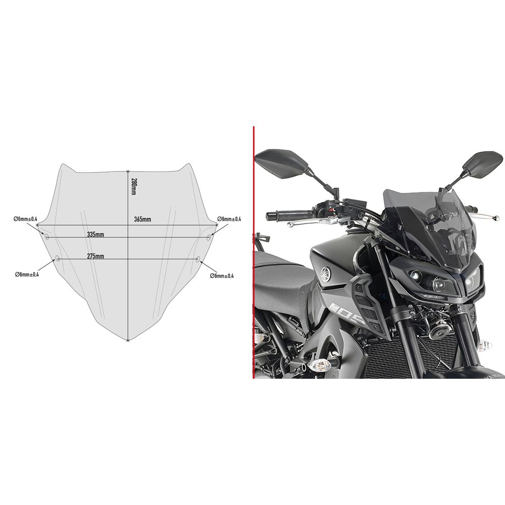 Cupolino GIVI A2132 Basso Sportivo Fumé per Yamaha MT-09 2017-2020