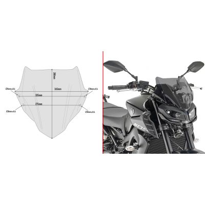 Cupolino GIVI A2132 Basso Sportivo Fumé per Yamaha MT-09 2017-2020