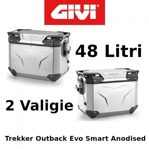 Coppia Valigie Laterali Givi Trekker Outback Evo Smart Anodised Monokey 48+48 Litri