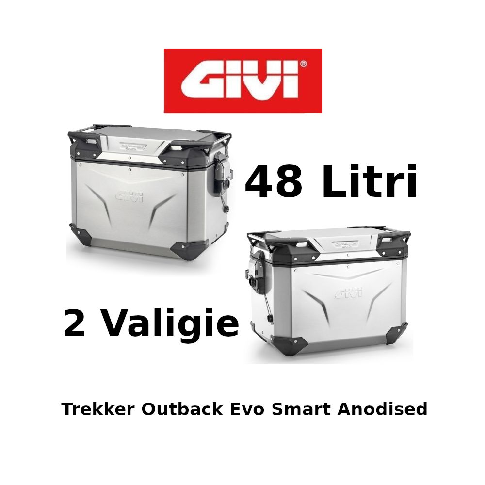 Coppia Valigie Laterali Givi Trekker Outback Evo Smart Anodised Monokey 48+48 Litri