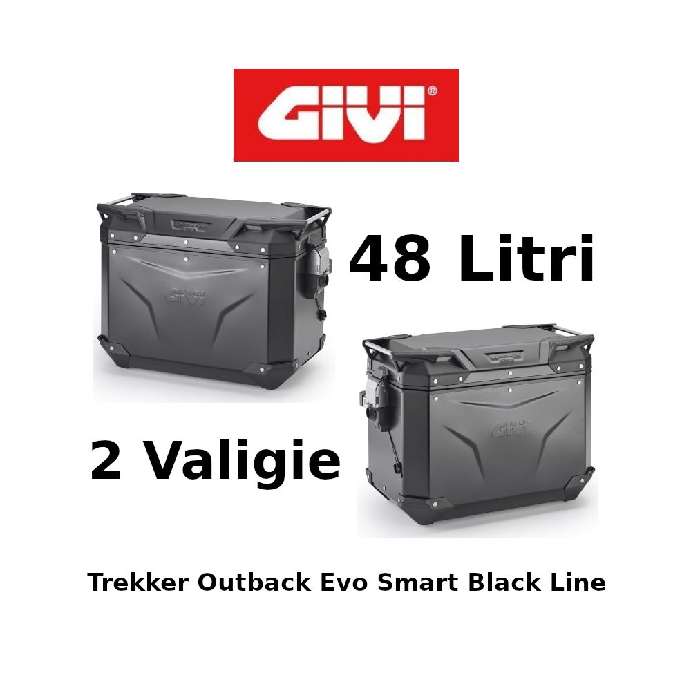 Coppia Valigie Laterali Givi Trekker Outback Evo Smart Black Line Monokey 48+48 Litri