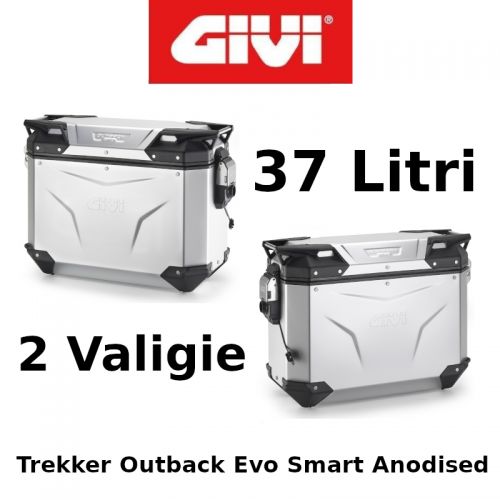 Coppia Valigie Laterali Givi Trekker Outback Evo Smart Anodised Monokey 37+37 Litri
