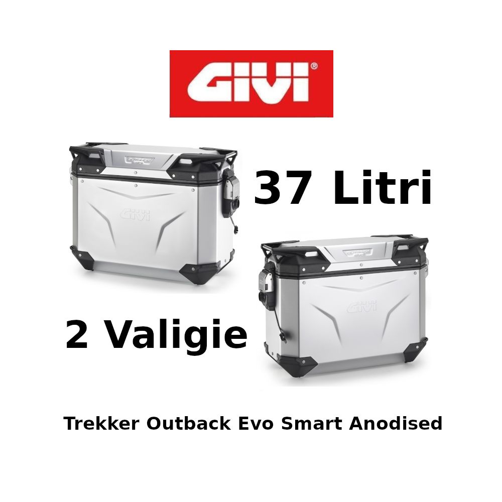 Coppia Valigie Laterali Givi Trekker Outback Evo Smart Anodised Monokey 37+37 Litri