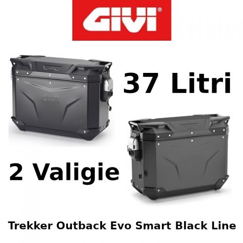 Coppia Valigie Laterali Givi Trekker Outback Evo Smart Black Line Monokey 37+37 Litri